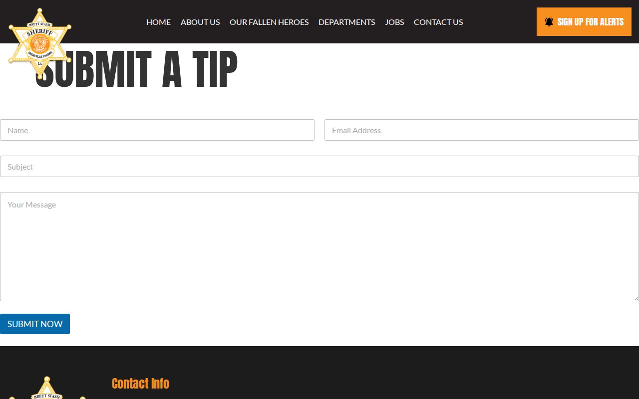 Iberville County most wanted tip form fields on the sheriff website