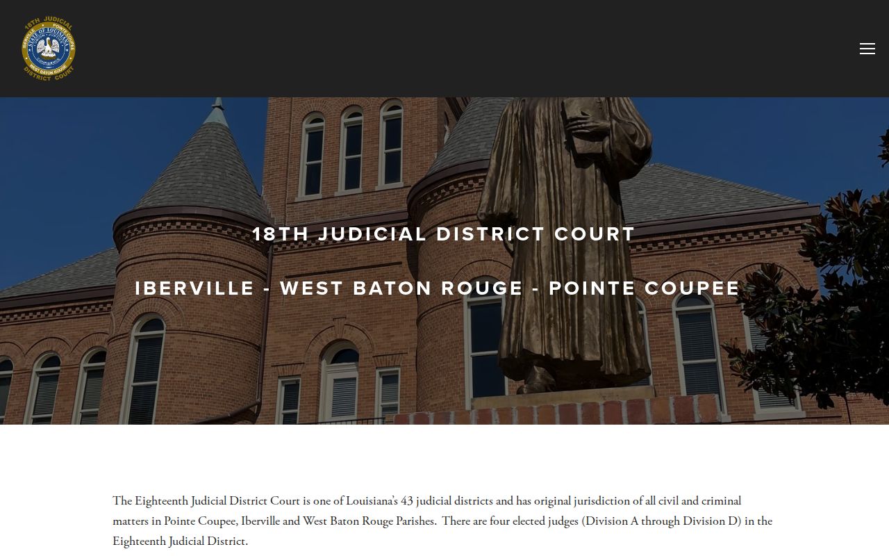 Iberville County arrest warrants: district court divisions and judges map