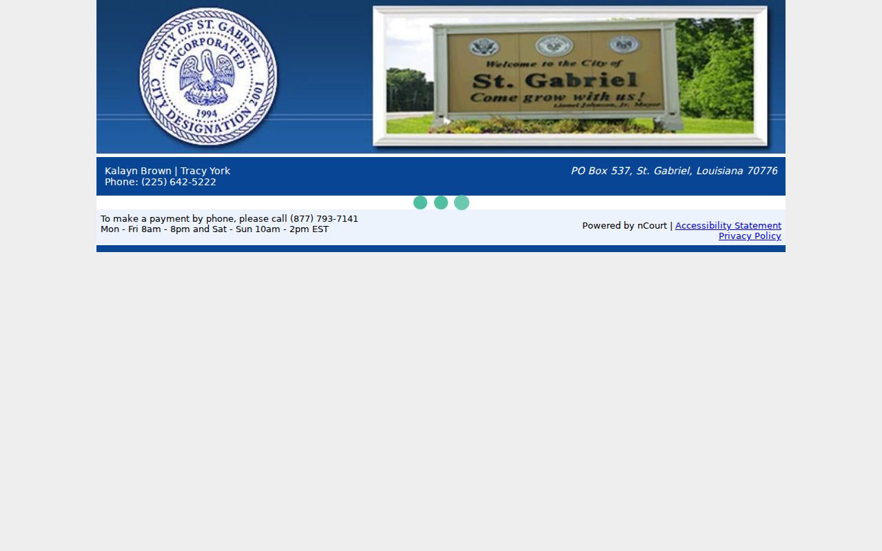 St. Gabriel warrant records: nCourt violation menu and required search fields